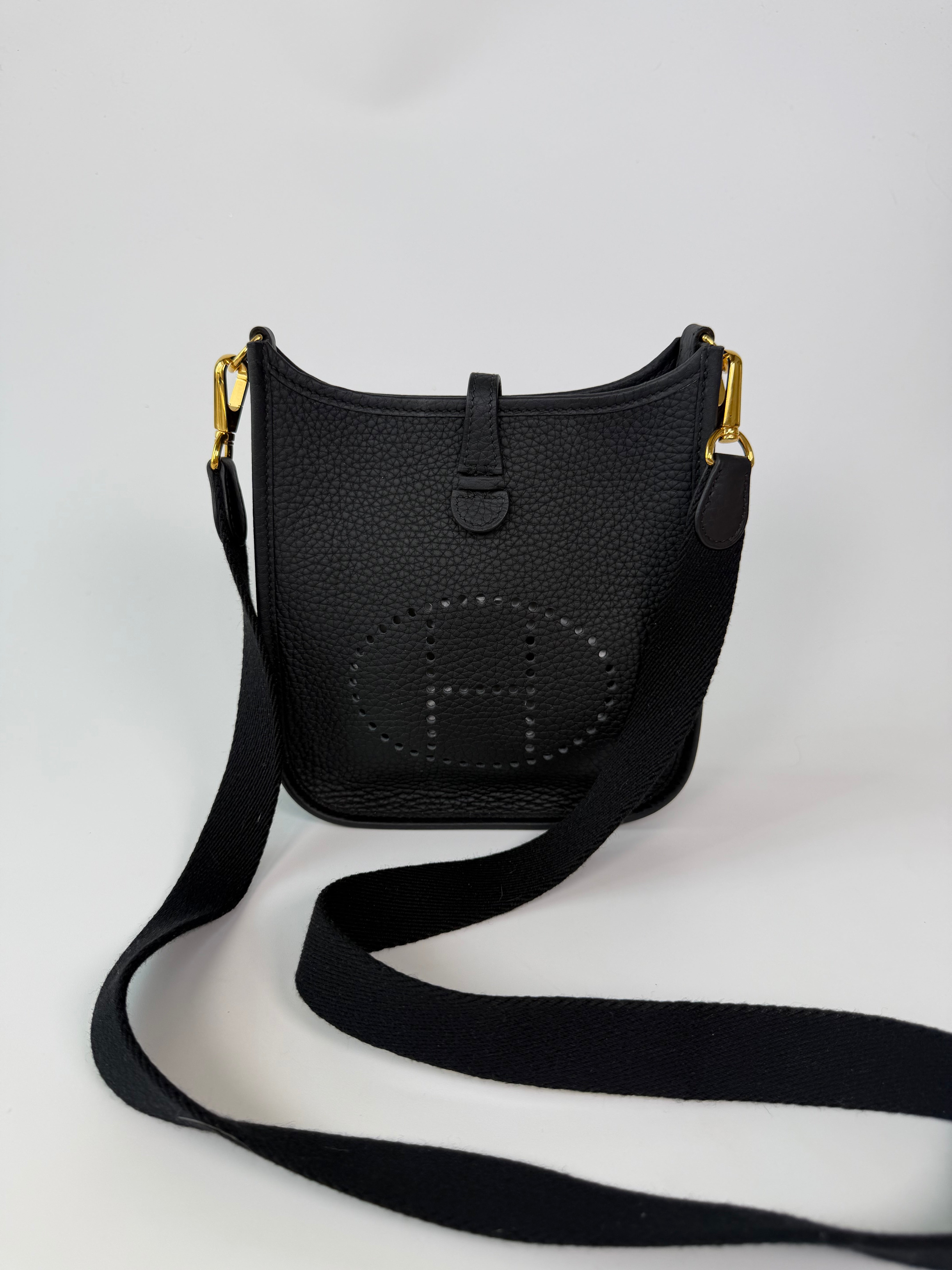 Hermès Evelyne TPM In Black Clemence Leather With Gold Hardware
