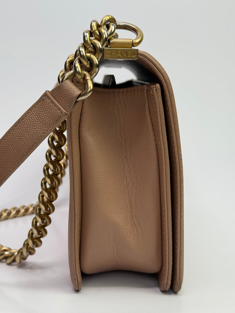 Chanel Large Boy Bag In Pink Caviar Leather