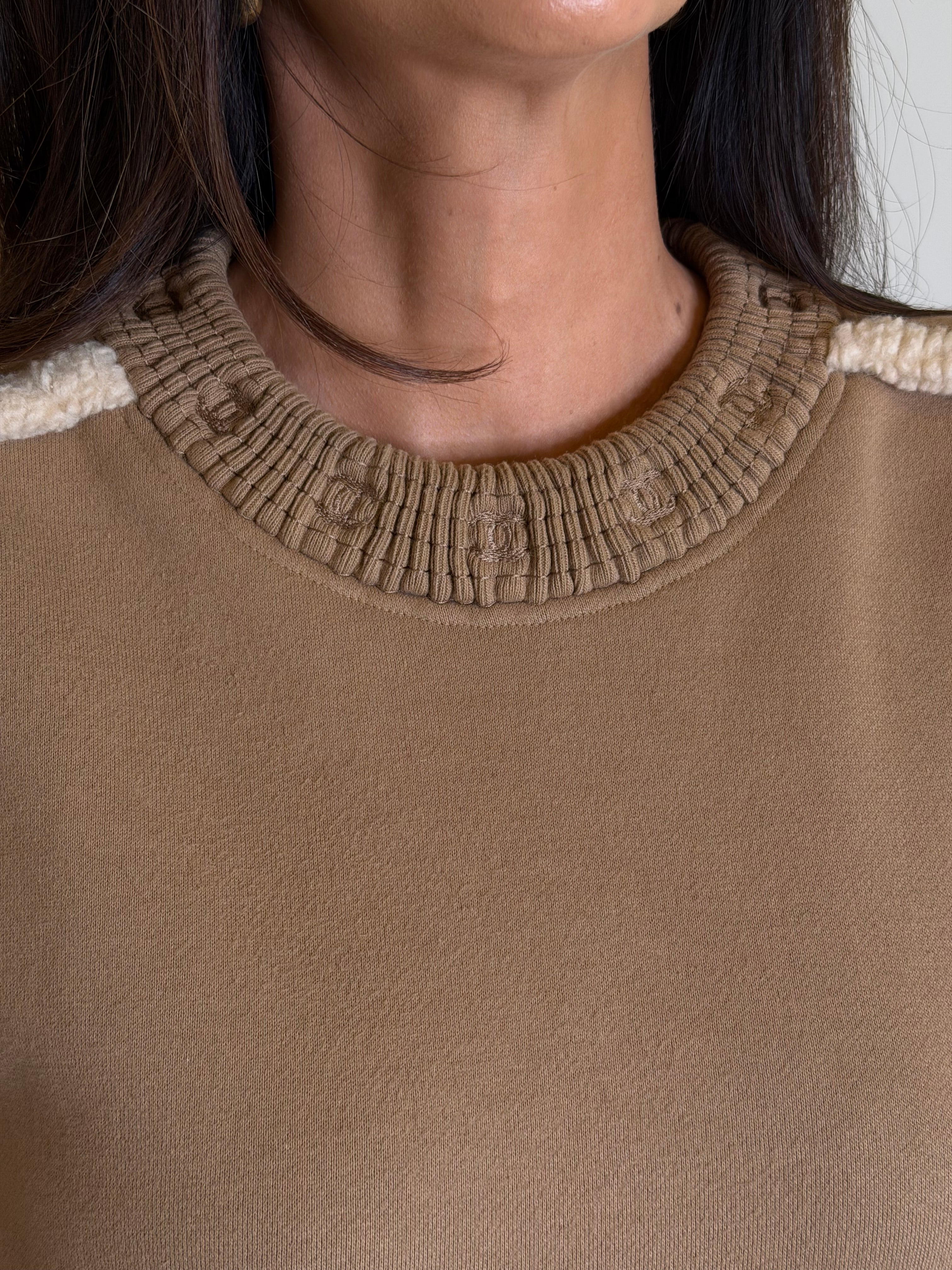 Chanel 24/25 Fall Shearling Lambskin Beige Sweater (Size 42/UK14) Authentic and preloved in new condition 