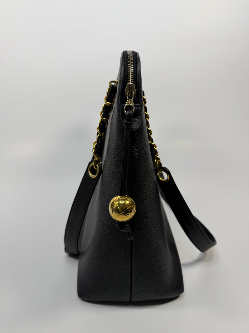 Chanel Vintage Black Caviar Tote Bag