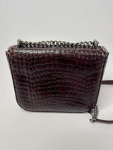 Stella McCartney Brown Croc Embossed Box Shoulder Bag