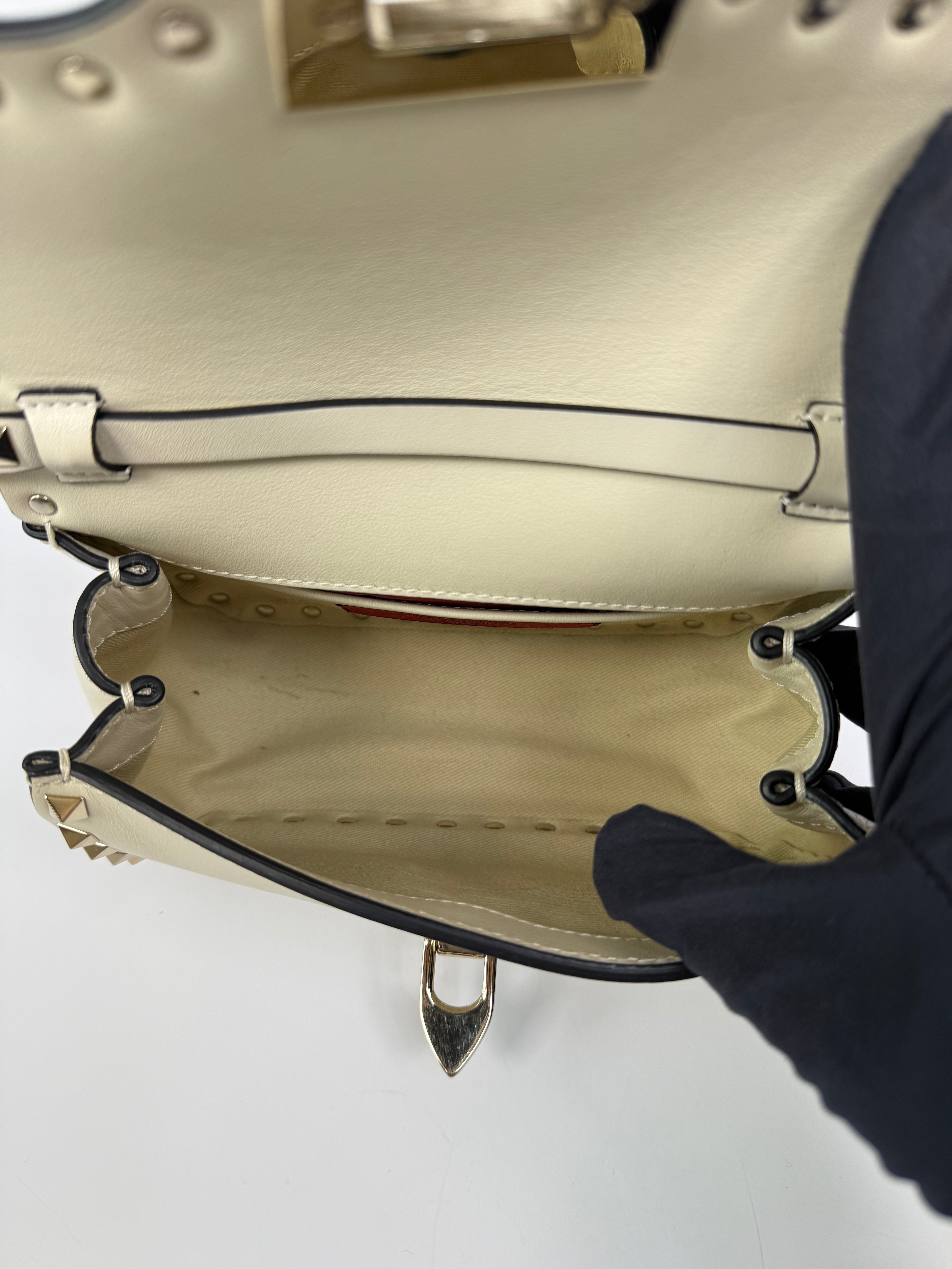 Valentino Garavani Ivory Rockstud Lock Bag