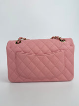 Chanel Small Classic Double Flap In Pink Caviar Leather With GHW