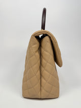 Chanel Coco Large Top Handle In Beige Caviar Leather With GHW