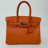 Hermès Birkin 30 In Orange Ostrich With Palladium hardware