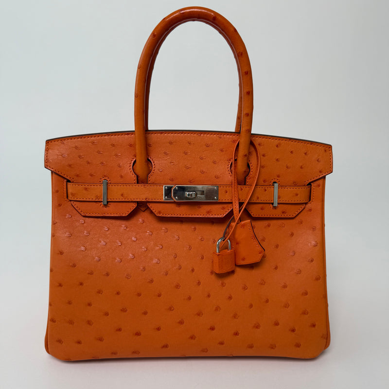 Hermès Birkin 30 In Orange Ostrich With Palladium hardware