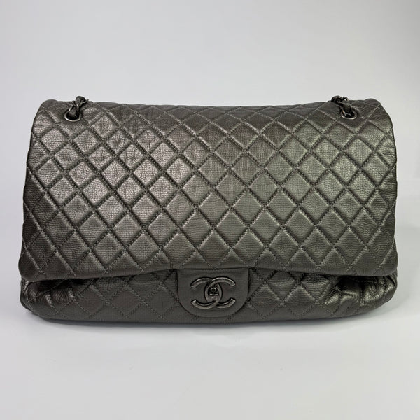 Chanel Airline XXL Classic Flap In Calfskin Leather With RHW