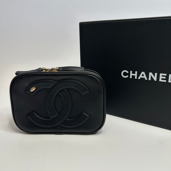 Chanel CC Mania Belt Bag In Black Lambskin Leather