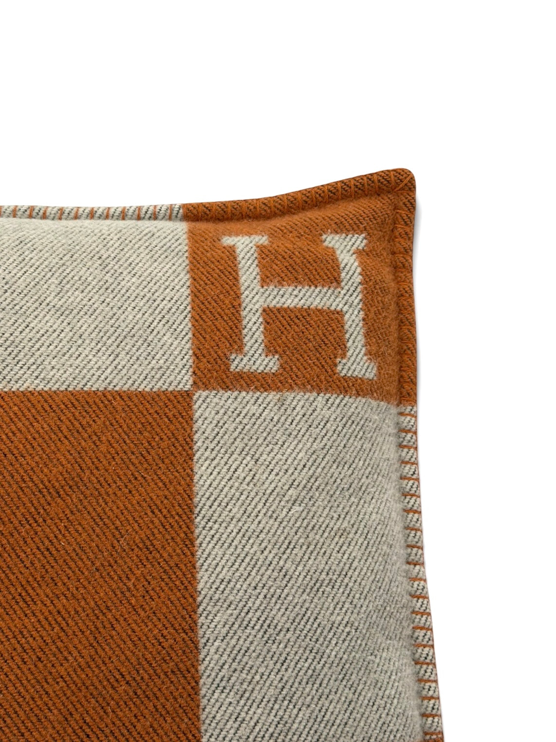 Hermès Avalon Cushion 50x50 In Ecru & Potiron. 100% authentic and preloved in excellent condition.