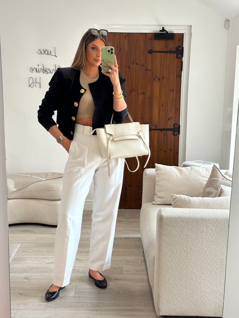 Celine Micro Belt Bag In White Grained Leather