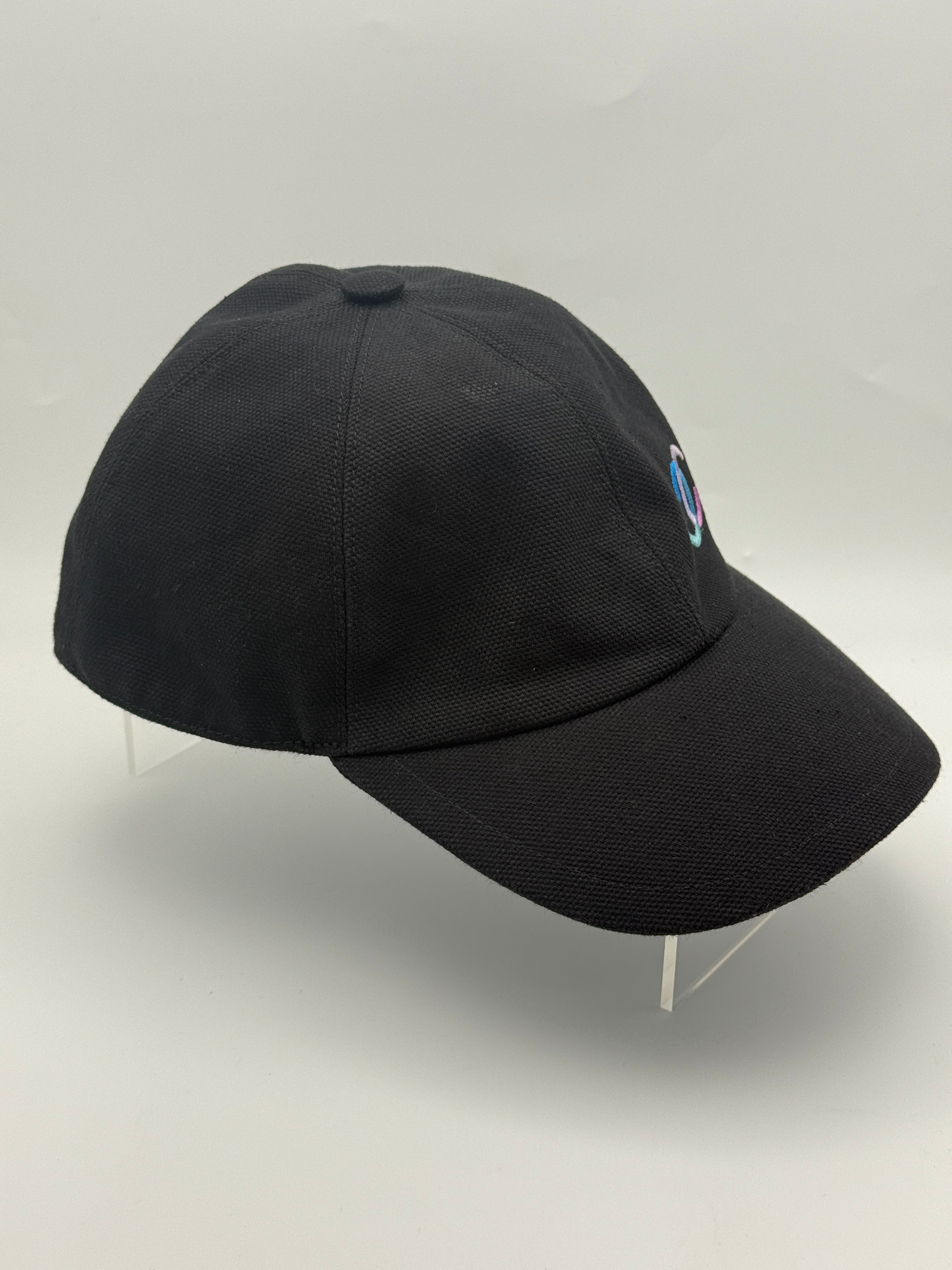 chanel cc cap black with multi coloured logo Authentic and preloved In Very Good Condition. 100% Authenticity Guarantee 