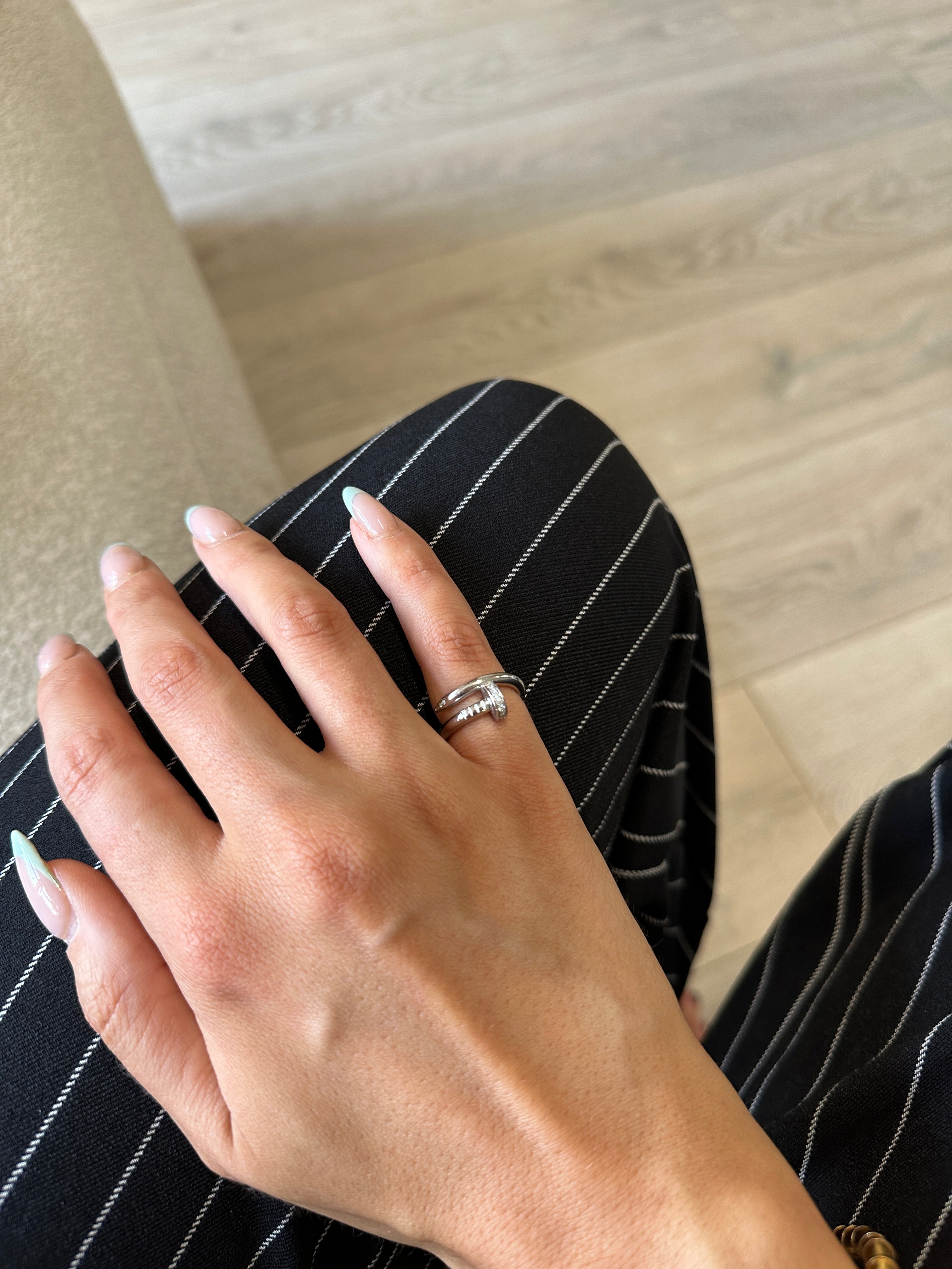 cartier white gold and diamond juste un clou ring size 49