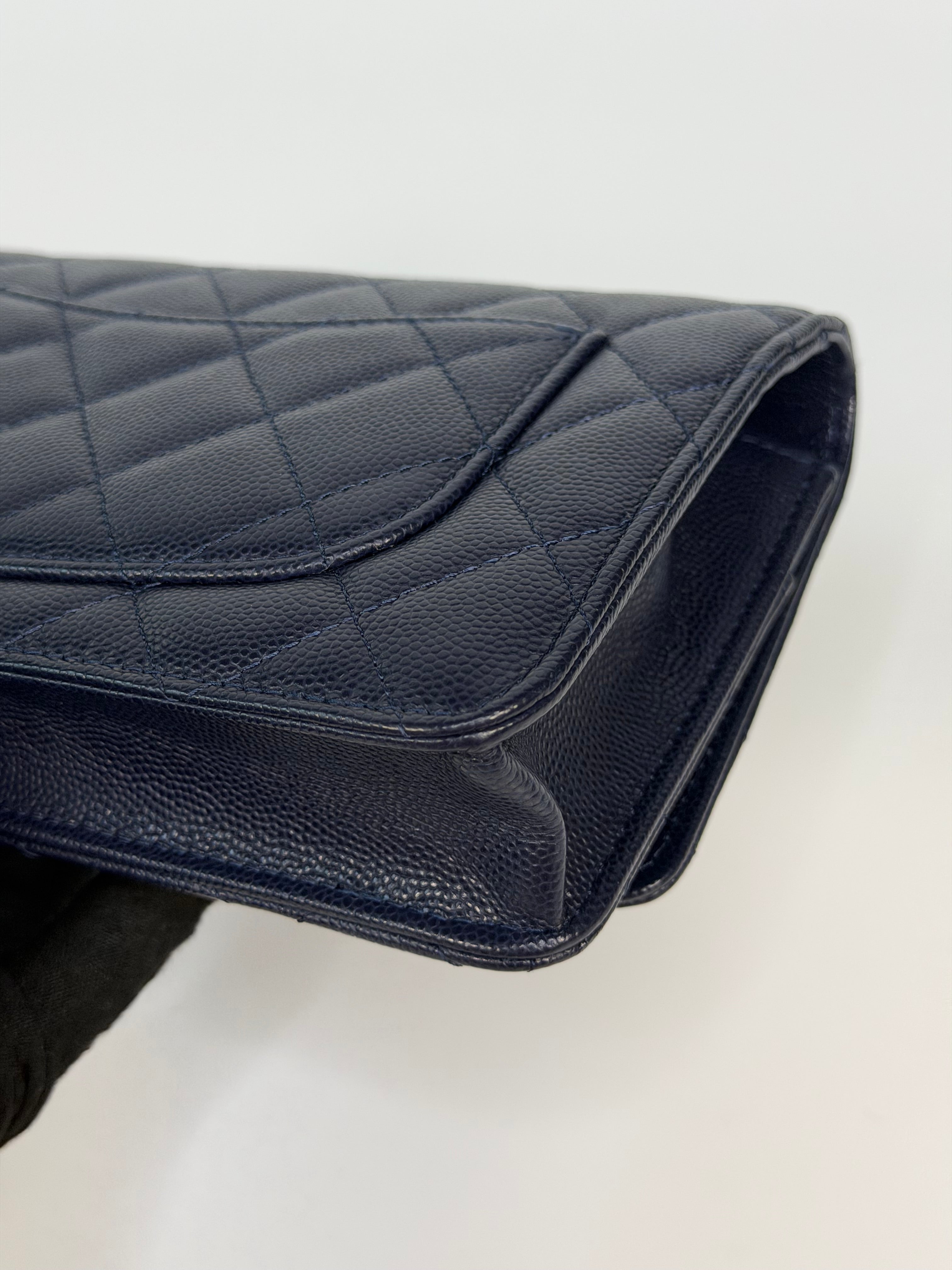 Chanel Wallet On Chain In Navy Caviar With Gold Hardware. Authentic and preloved in excellent condition. 100% guarantee