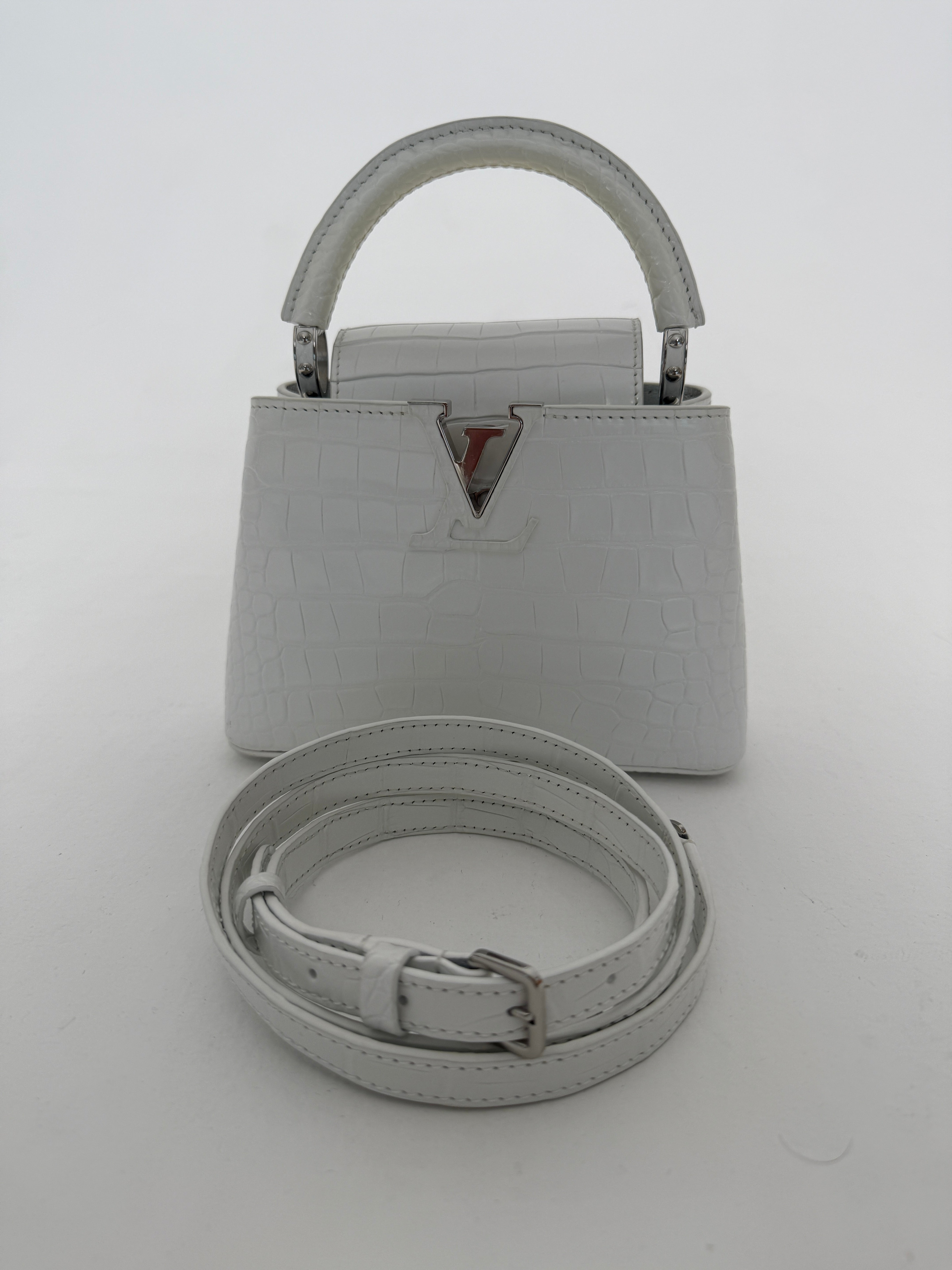 Louis Vuitton Capucines BB In Soft Shine White Alligator Leather