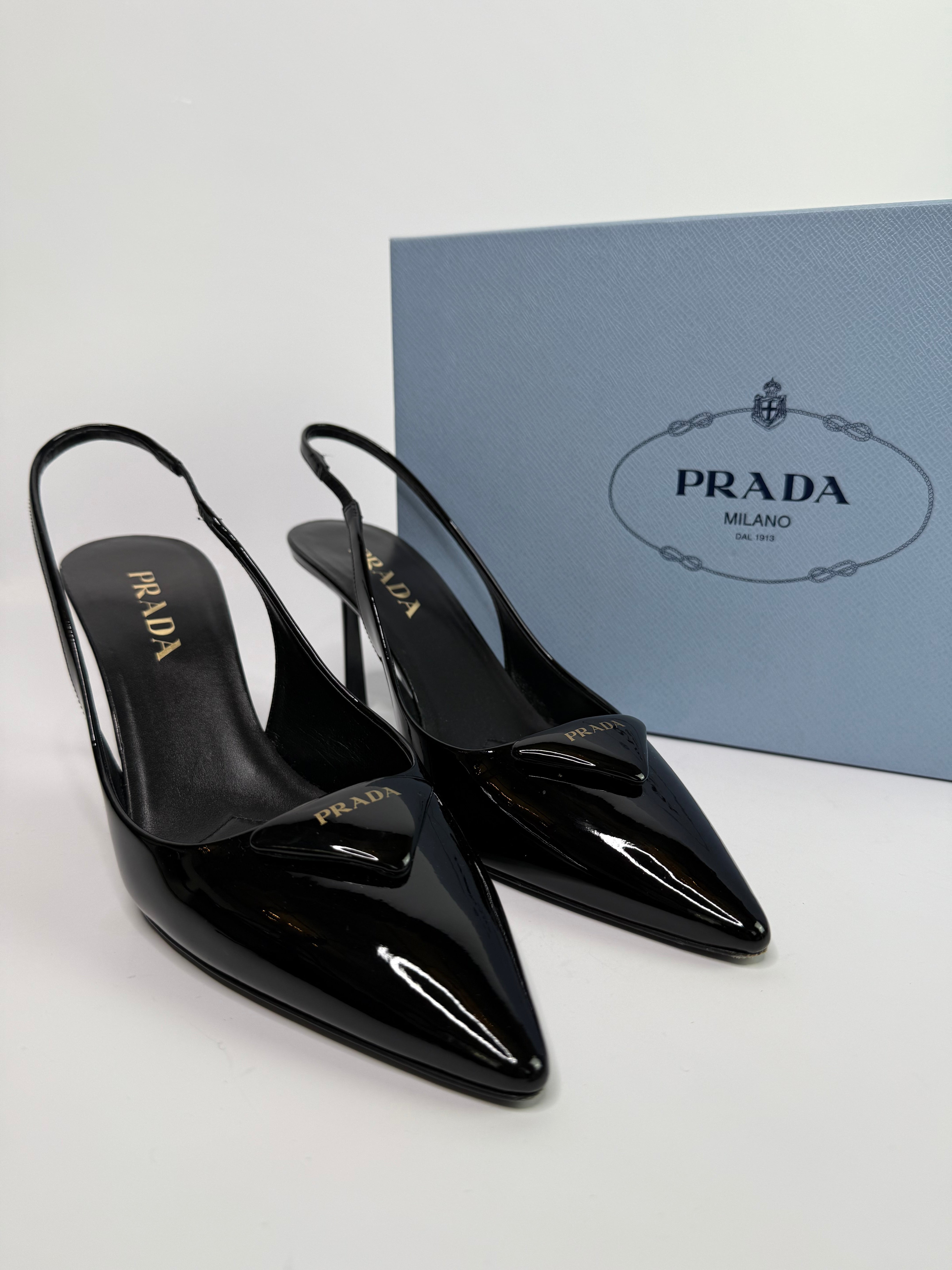 Prada Brushed Leather Slingback Pumps(Size 40/UK7)