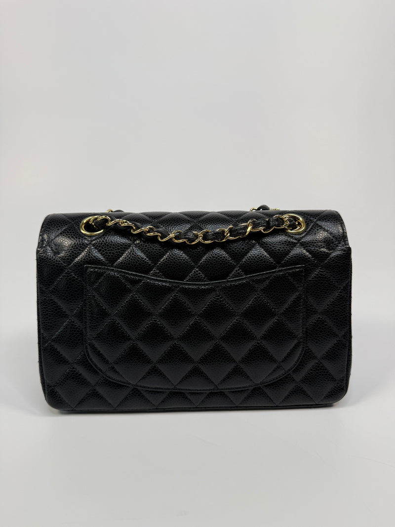 Chanel Small Classic Double Flap In Black Caviar Leather With GHW