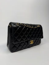 Chanel Medium Classic Double Flap Black Lambskin With GHW