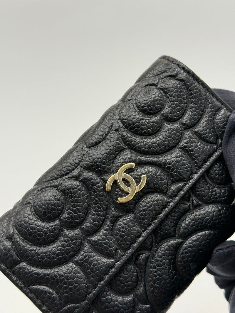 Chanel Classic Black Caviar Camelia Coin Wallet