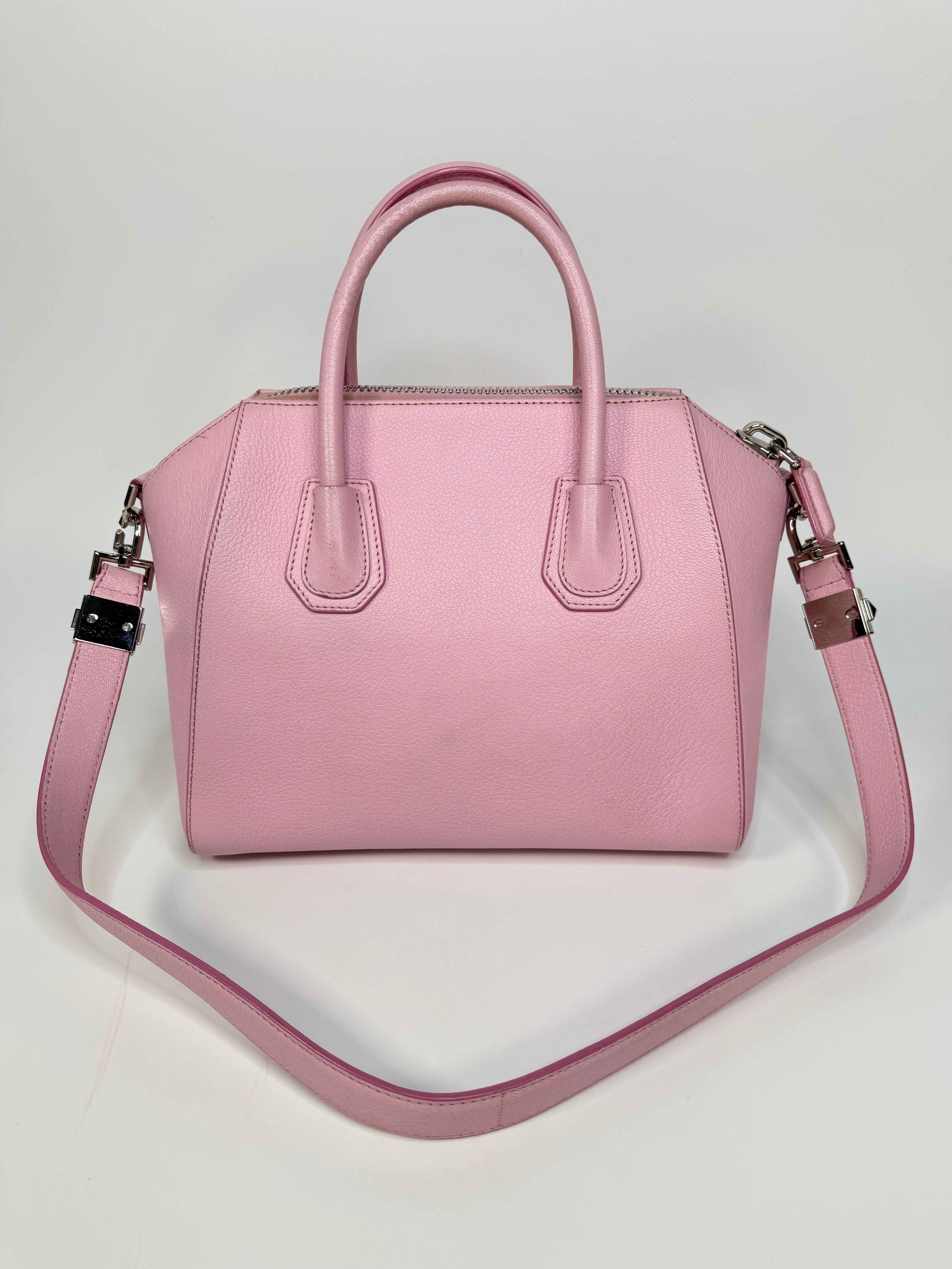 Givenchy Antigona In Pink Goatskin Leather With Silver Hardware. Authentic and preloved in very good condition.