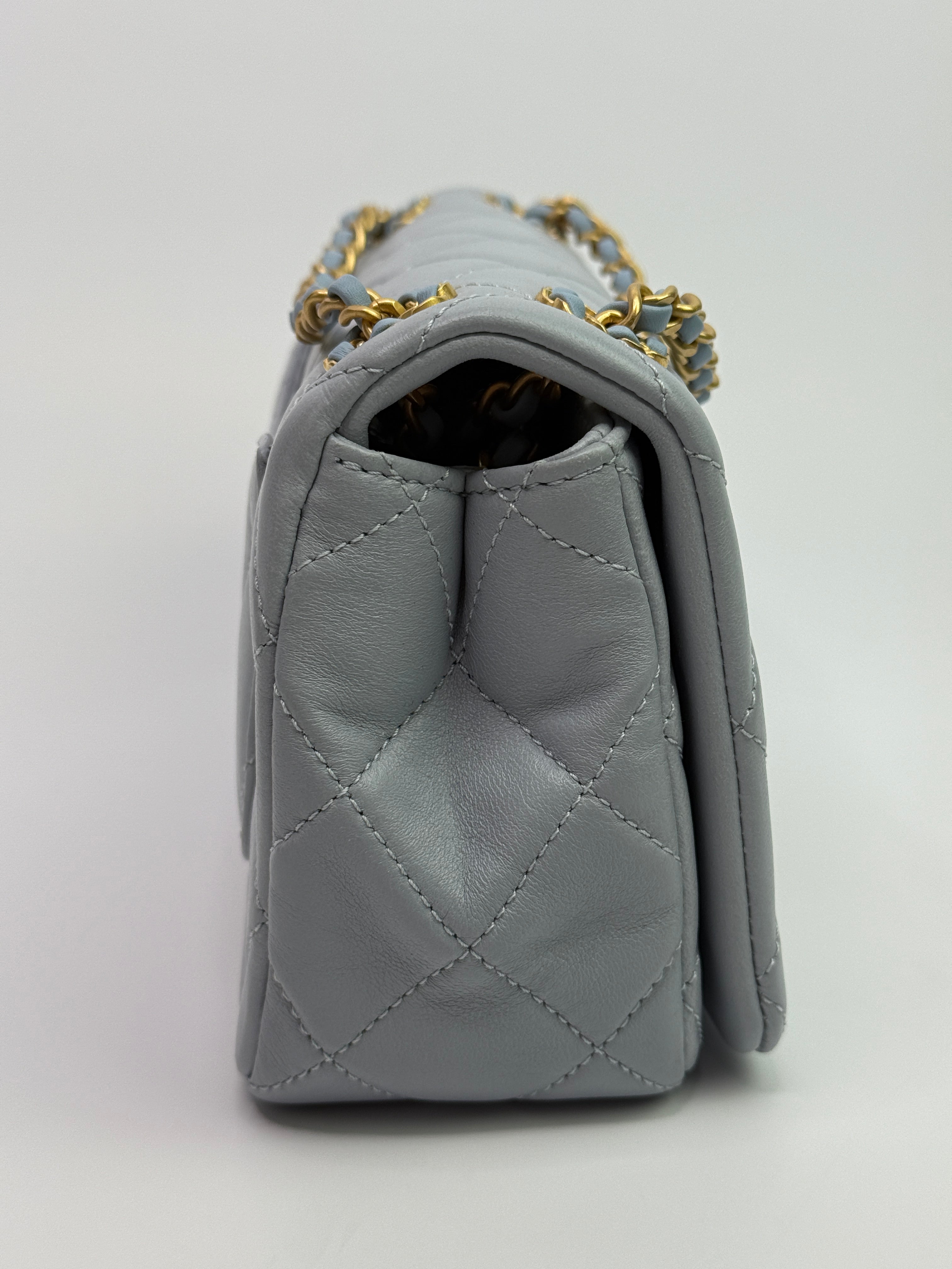 Chanel Seasonal Flap In Gris Clair Lambskin With GHW