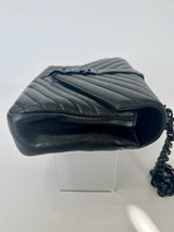 Saint Laurent Black Matelassé Leather Medium College Top Handle Bag