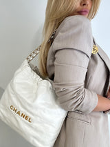 Chanel Small 22 Shoulder Bag In White