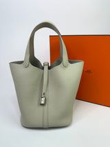 Hermès Picotin 22 In Beton Clemence Leather With PHW