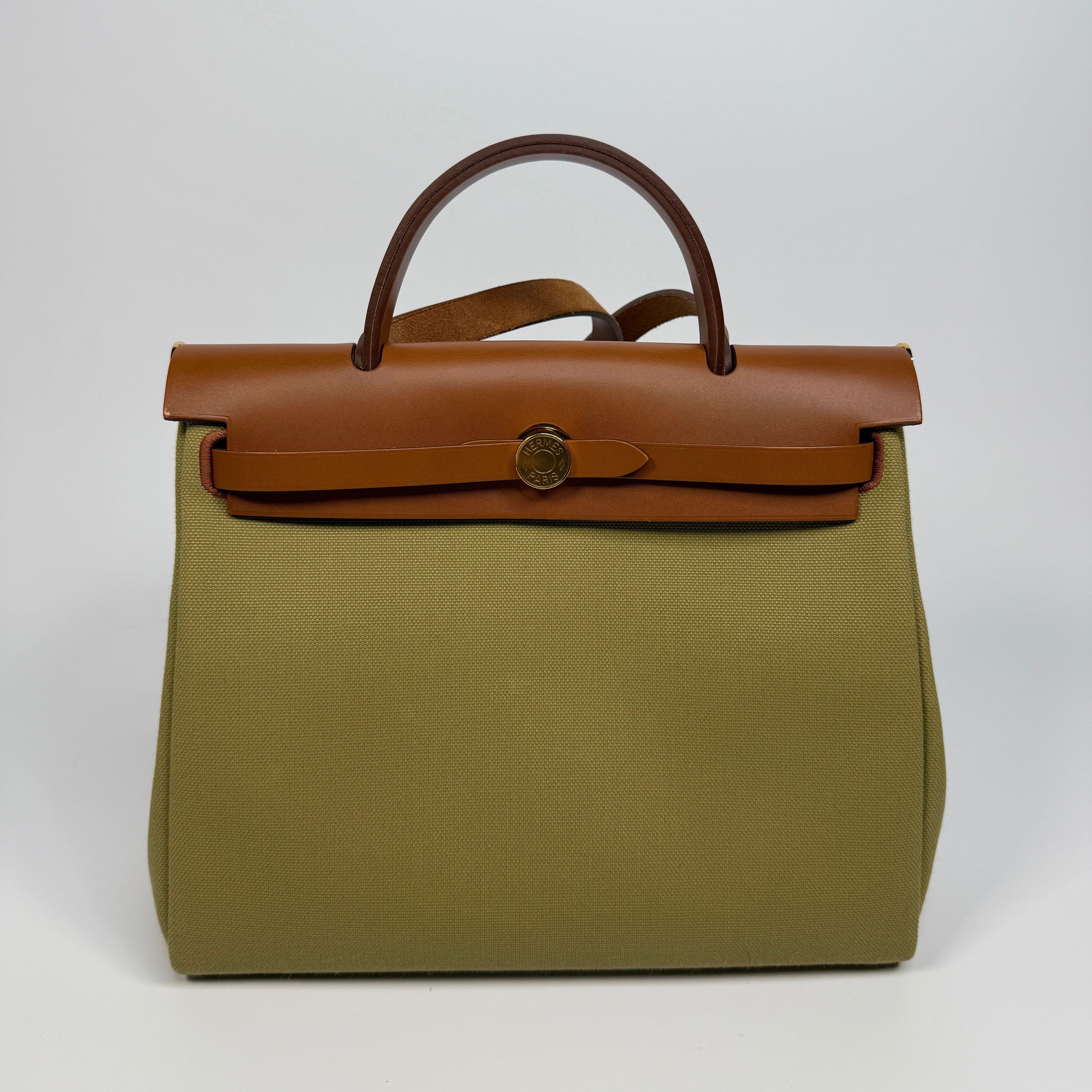 Hermès Herbag 31 Zip Retourne Poussiere / Fauve With GHW