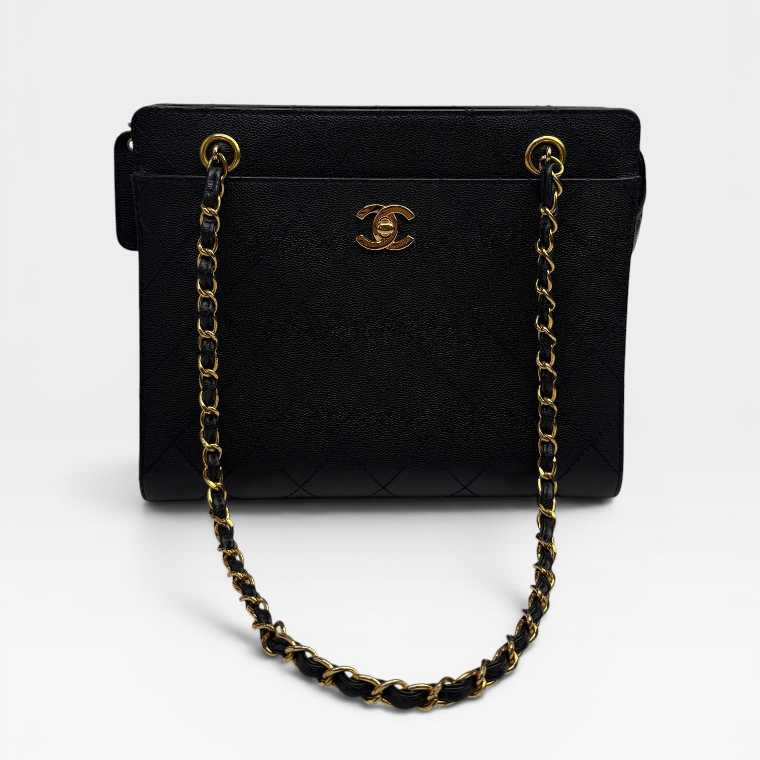 Chanel Vintage Black Caviar Tote Bag