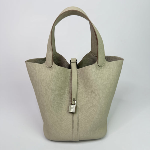 Hermès Picotin 22 In Beton Clemence Leather With PHW