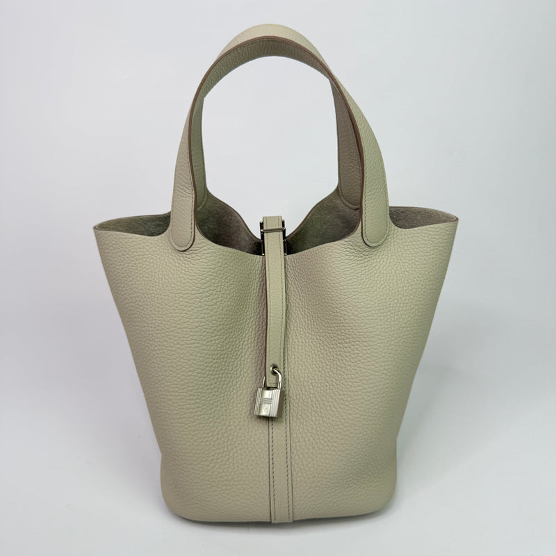 Hermès Picotin 22 In Beton Clemence Leather With PHW
