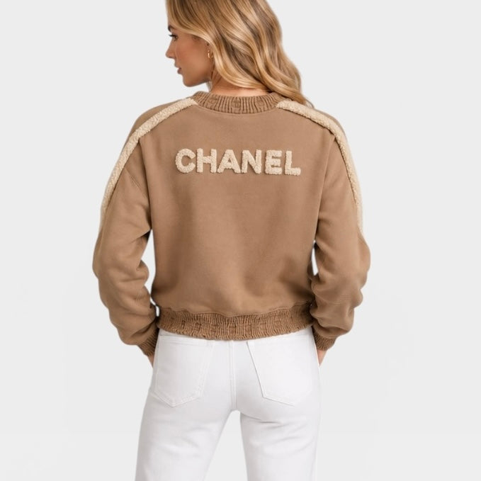 Chanel 24/25 Fall Shearling Lambskin Beige Sweater (Size 42/UK14)