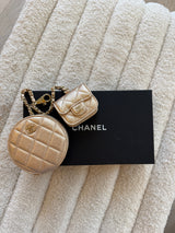 Chanel Metallic Lambskin Round Purse and AirPods Case