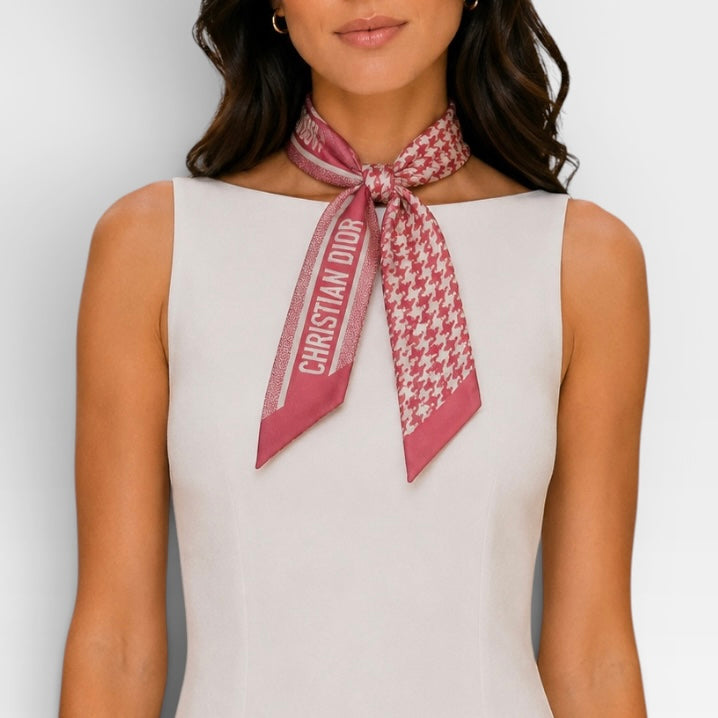 Christian Dior Twilly In Pink And White Silk