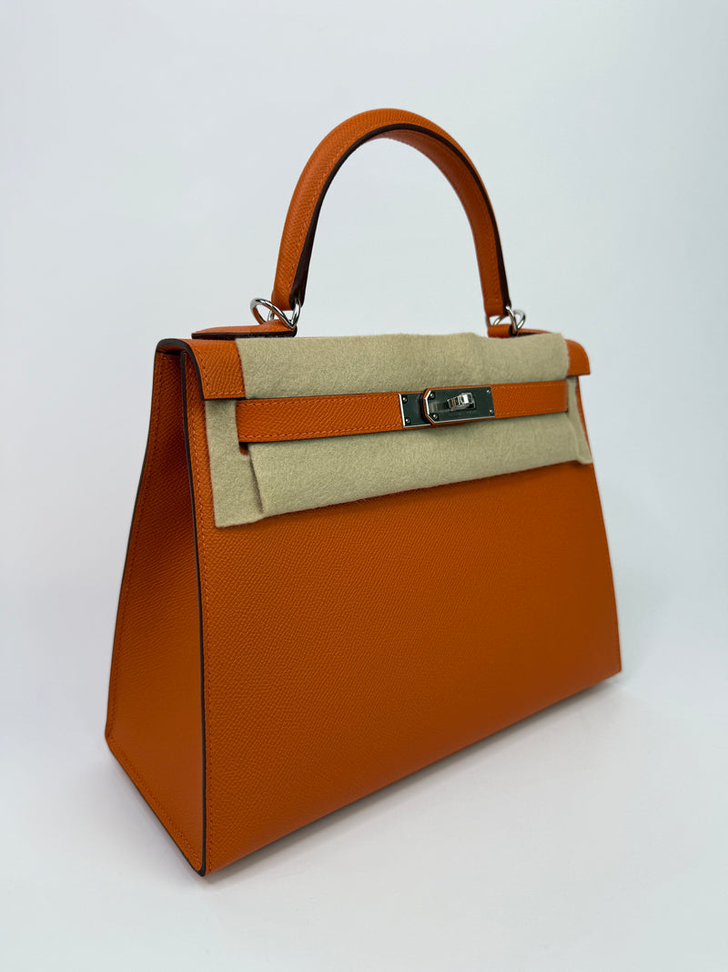 Hermès Kelly 28 In Orange Epsom Leather With PHW
