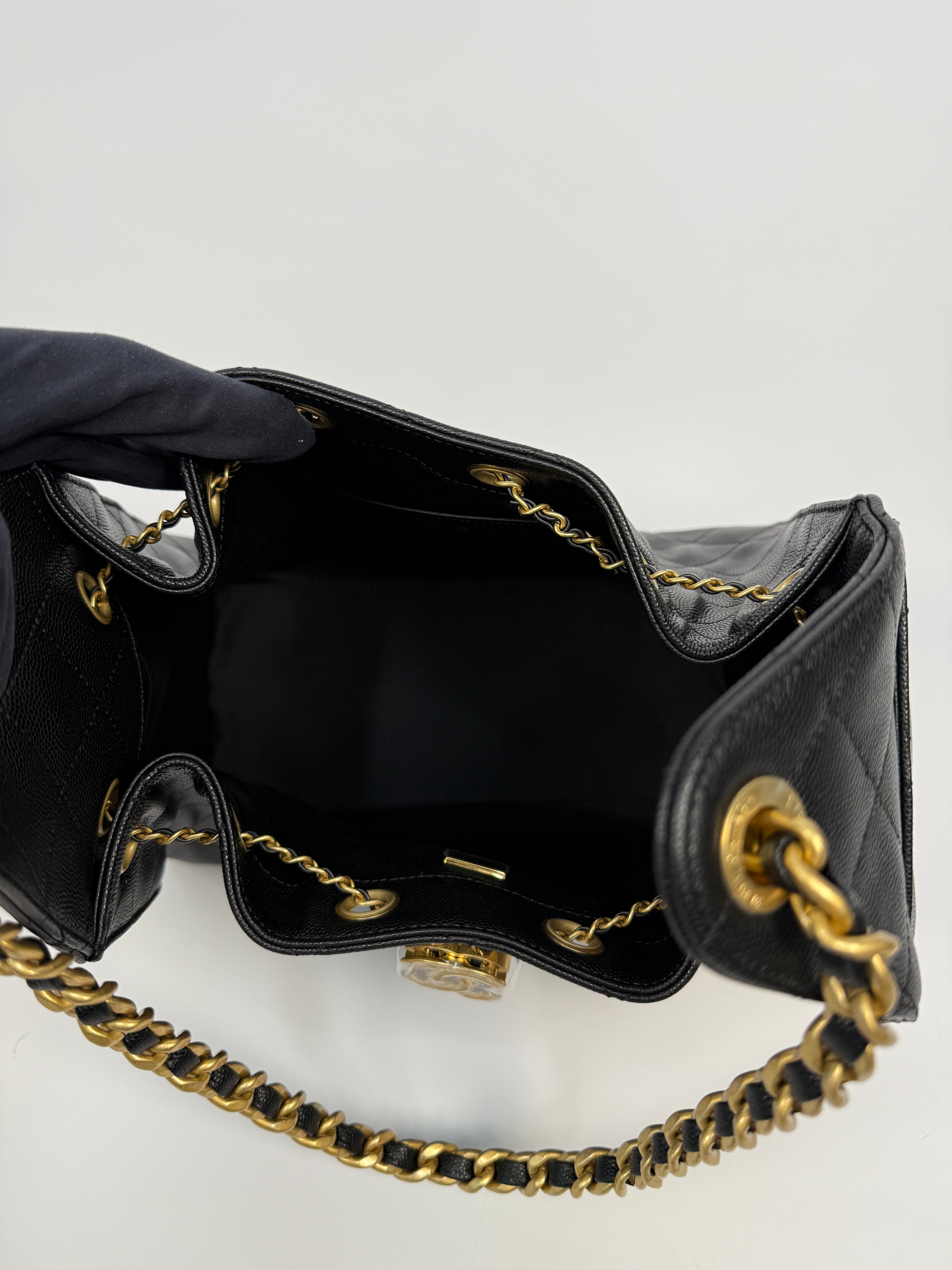 Chanel 25 Small In Black Caviar Leather With GHW