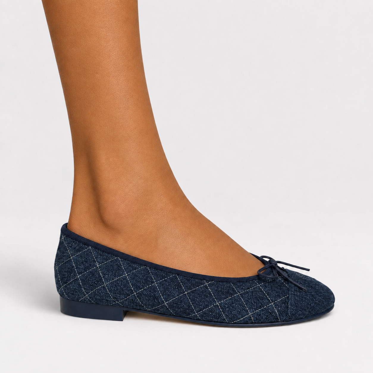 Chanel Ballet Pumps In Denim Blue (Size 38/UK 5)