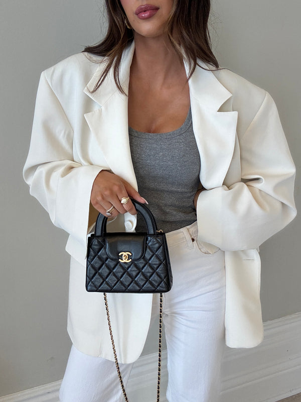 Chanel Mini Kelly Bag In Black Calfskin Leather GHW