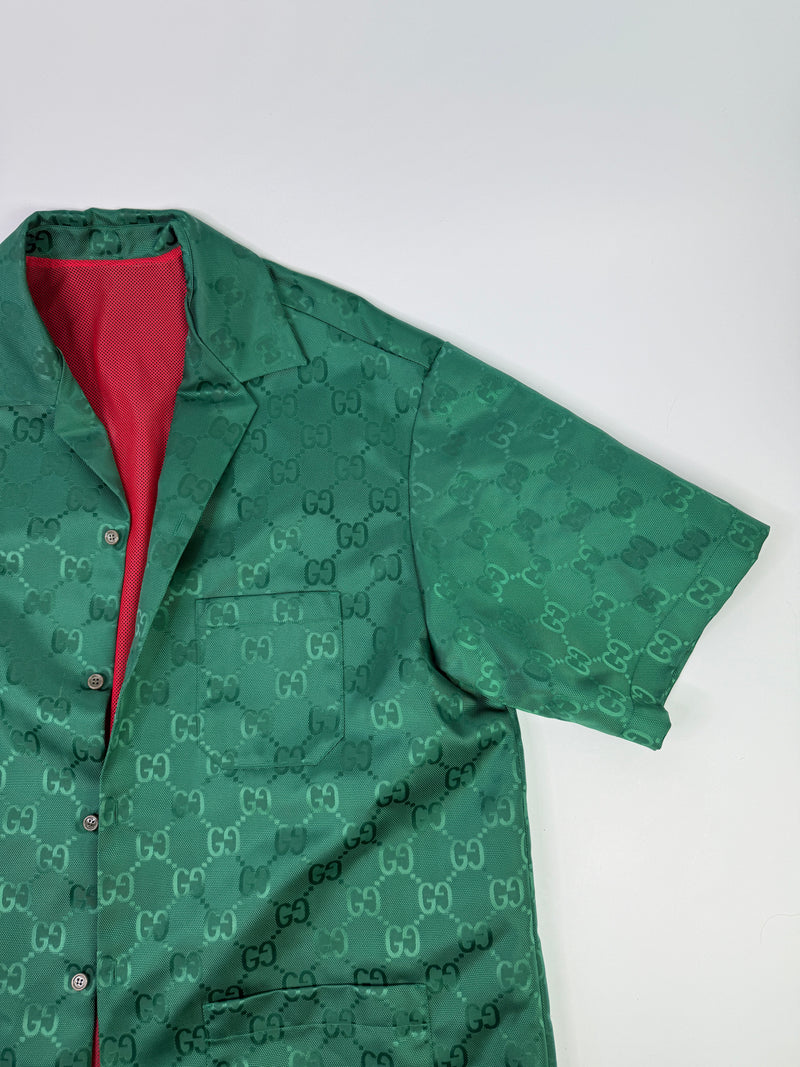 Gucci GG Canvas Nylon Bowling Shirt 'Green' (Size 54)