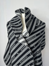 Givenchy Black 4g Logo Print Wool & Silk-blend Scarf