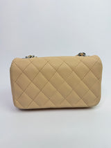 Chanel Super Mini Classic Flap Bag In Beige Lambskin With SHW