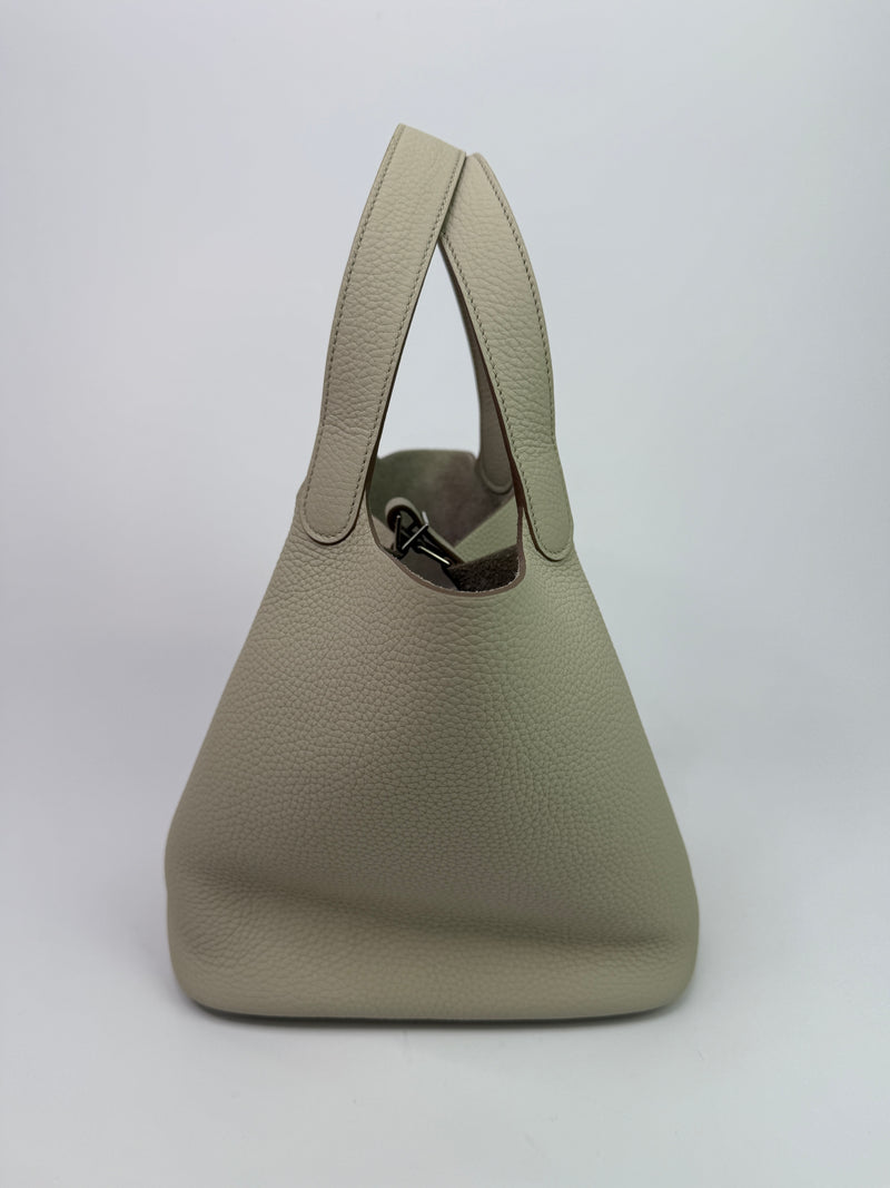 Hermès Picotin 22 In Beton Clemence Leather With PHW