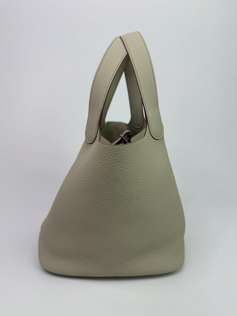 Hermès Picotin 22 In Beton Clemence Leather With PHW