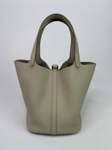 Hermès Picotin 22 In Beton Clemence Leather With PHW