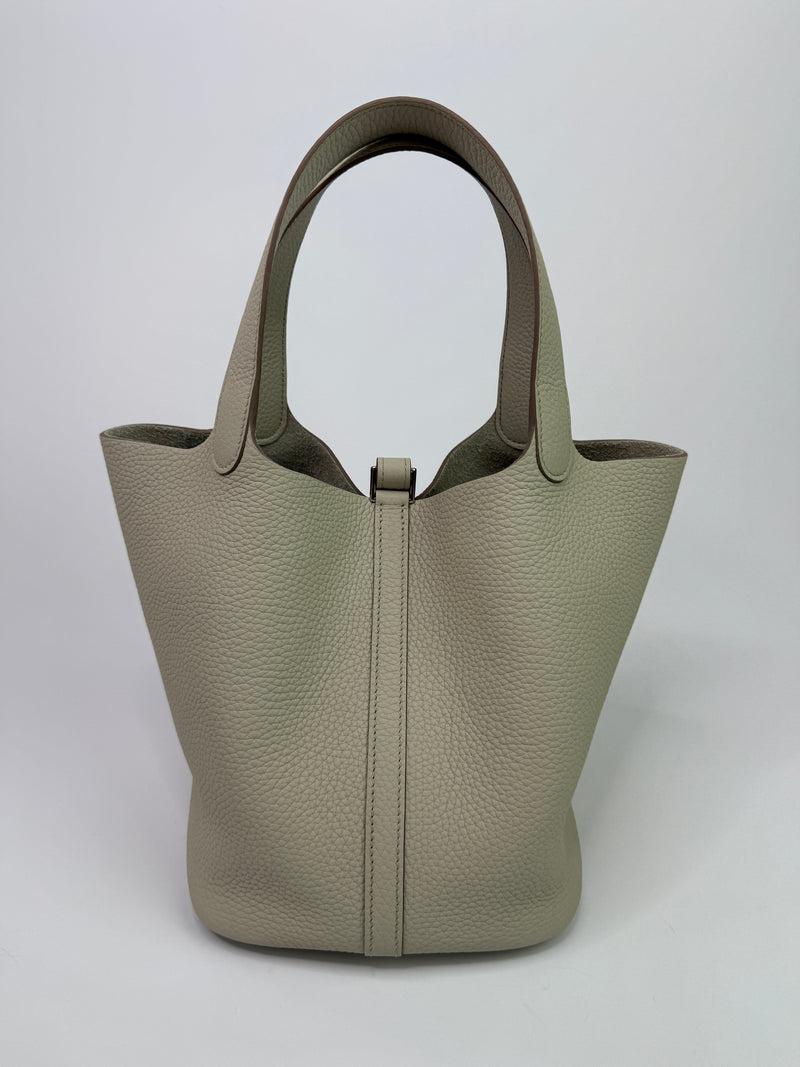 Hermès Picotin 22 In Beton Clemence Leather With PHW