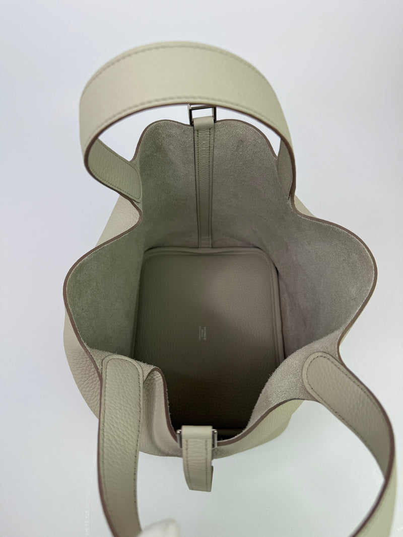 Hermès Picotin 22 In Beton Clemence Leather With PHW