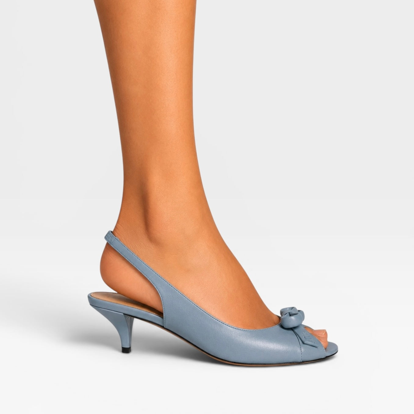 Christian Dior Bow Heeled Slingback Sandals In Blue Lambskin