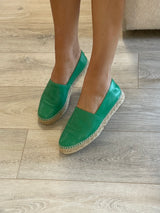 Chanel Green Leather Espadrilles (Size 38/UK 5)