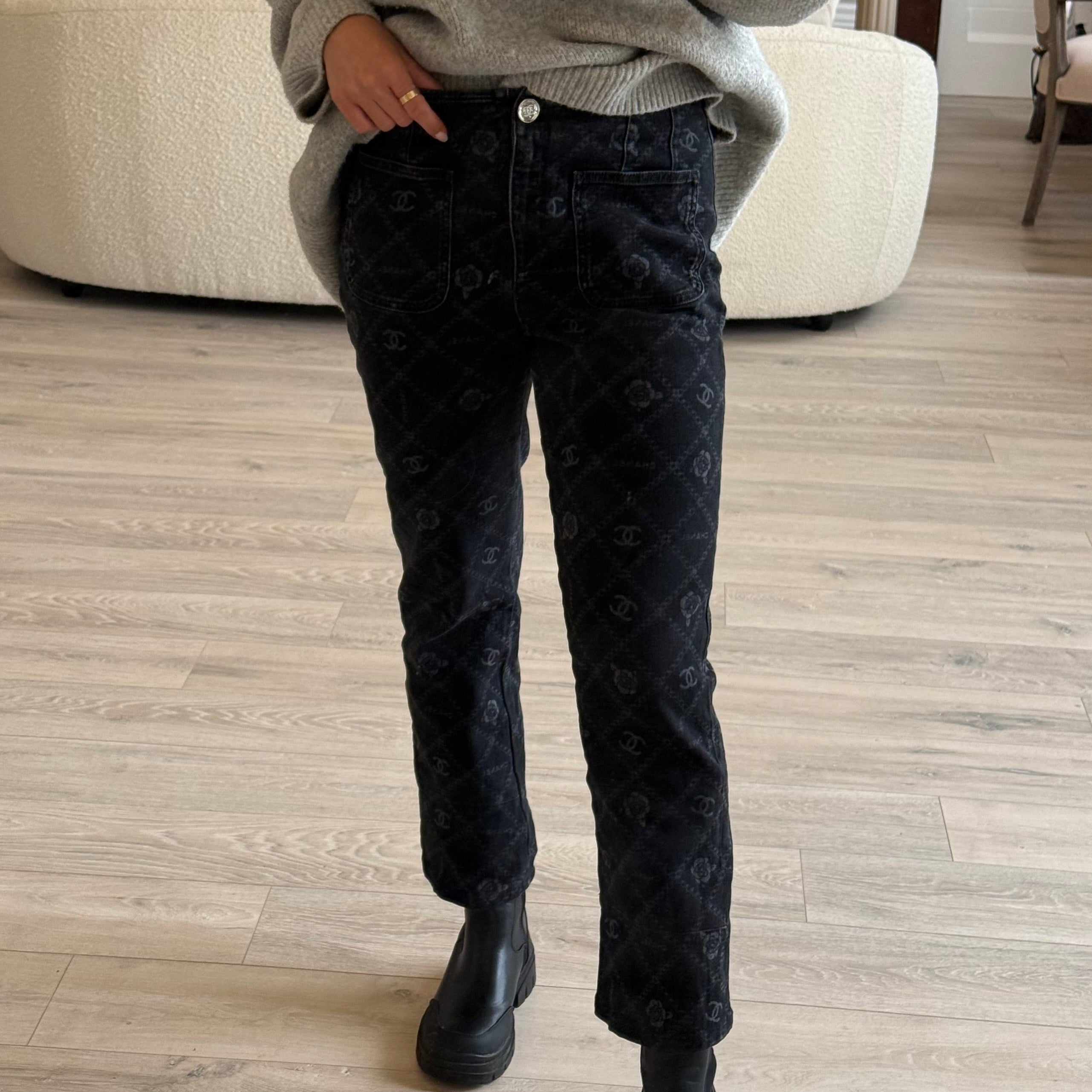 Chanel 23 Metiers D’Art Camellia & CC Logo Jeans