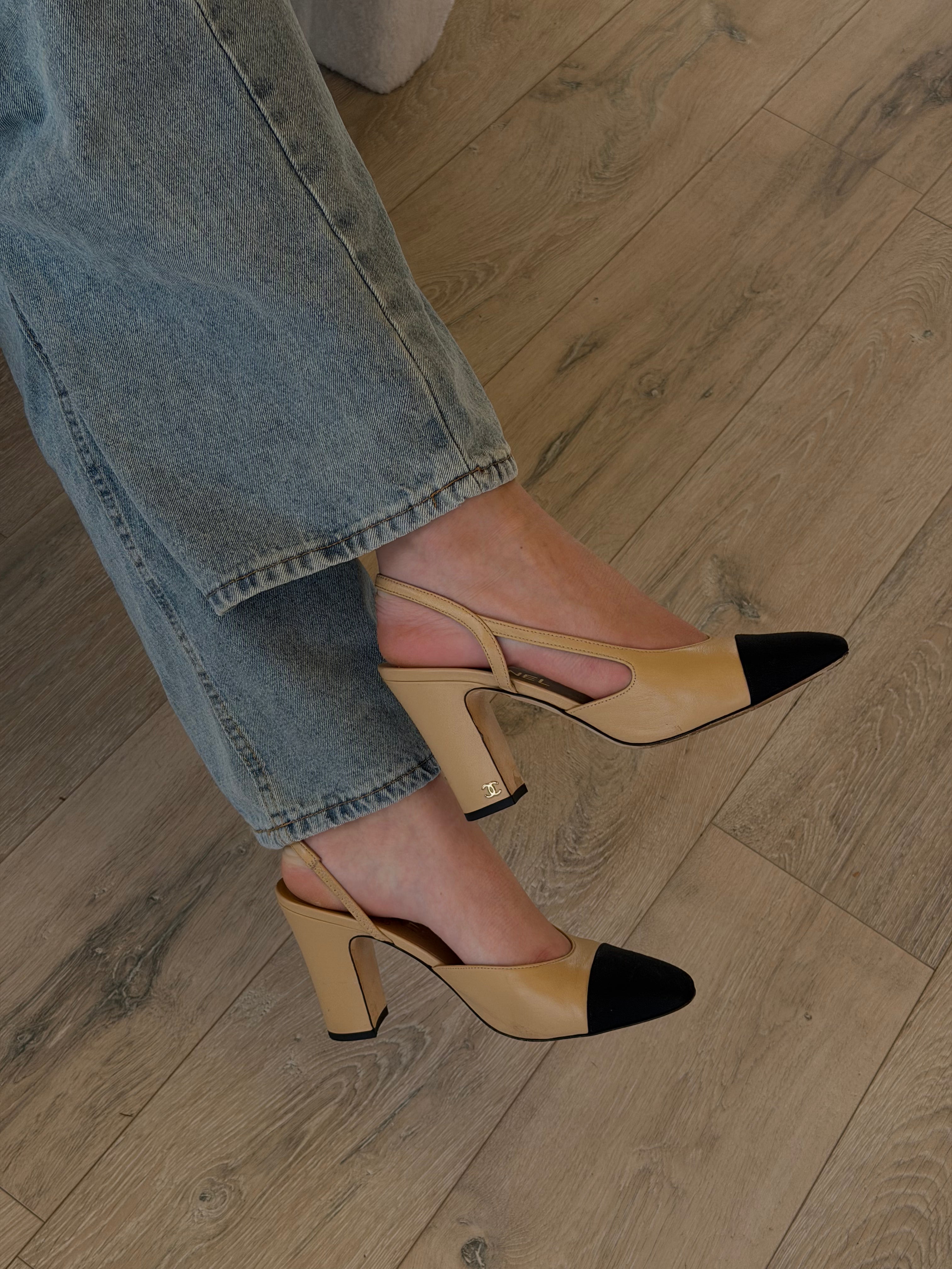 Chanel Slingback Heels Size 39/UK6, authentic and preloved in very good condition